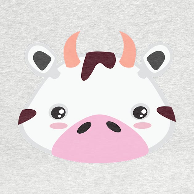 Cute Kawaii Farm Cow Animal Face Kid Design by Uncle Fred Design